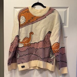 Dinosaur Graphic Crewneck Sweater - Cream and Orange